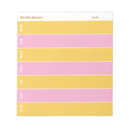 Sunny Yellow and Pink Custom Weekly Planner ノートパッド