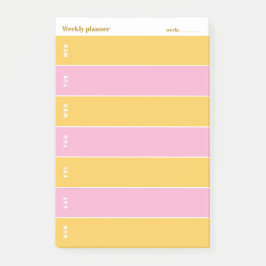 Sunny Yellow and Pink Custom Weekly Planner ポストイット