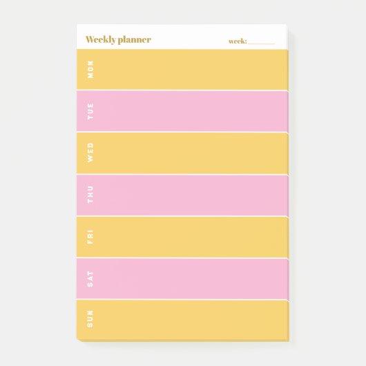 Sunny Yellow and Pink Custom Weekly Planner ポストイット (正面)