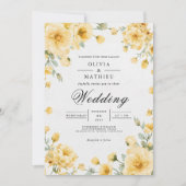 Sunny Yellow Floral Whimsy Wedding 招待状 (正面)