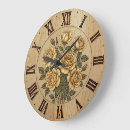 Sunny Yellow Garden Flowers Wall Clock ラージ壁時計 (傾斜)