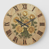 Sunny Yellow Garden Flowers Wall Clock ラージ壁時計 (正面)