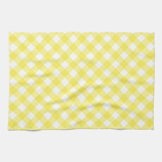 Sunny Yellow Gingham Pattern キッチンタオル (横)