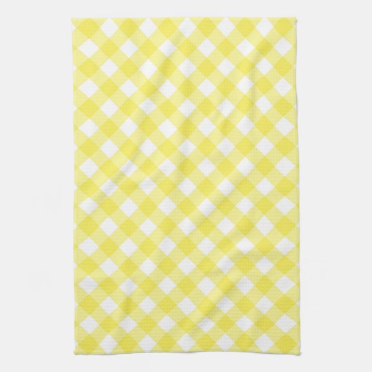 Sunny Yellow Gingham Pattern キッチンタオル (縦)