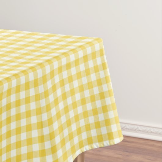 Sunny Yellow Gingham Plaid Farmhouse Cottage テーブルクロス (インサイチュ)