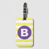 Sunny Yellow Striped Purple Monogram ラゲッジタグ (正面縦)