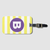 Sunny Yellow Striped Purple Monogram ラゲッジタグ (正面横)