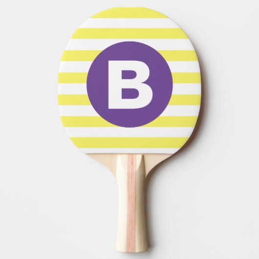 Sunny Yellow Striped Purple Monogram 卓球ラケット (正面)