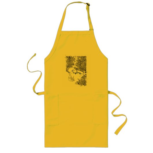Sunny Yellow Sydney Map Kitchen Apron ロングエプロン (正面)