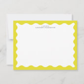 Sunny Yellow Wavy Frame Note Card 招待状 (正面)