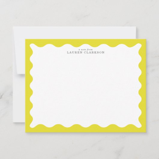 Sunny Yellow Wavy Frame Note Card 招待状 (正面)