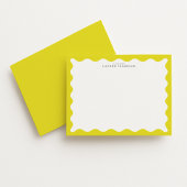 Sunny Yellow Wavy Frame Note Card 招待状