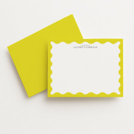 Sunny Yellow Wavy Frame Note Card 招待状