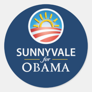 Sunnyvale for Obamaラウンドステッカー – 青 ラウンドシール
