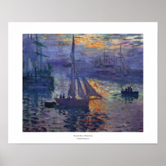Sunrise at sea by Claude Monet impressionist art ポスター