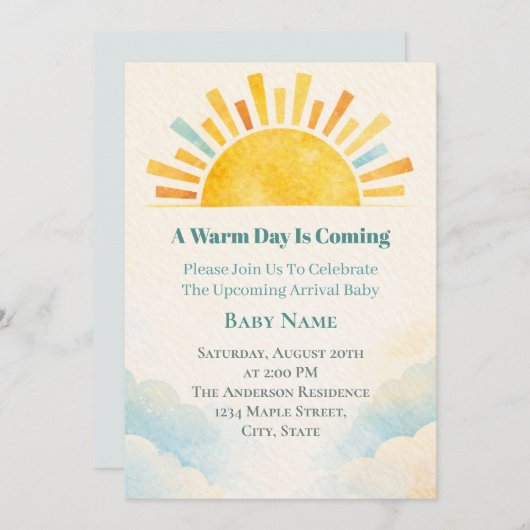 Sunrise Baby Shower 招待状 (正面/裏面)