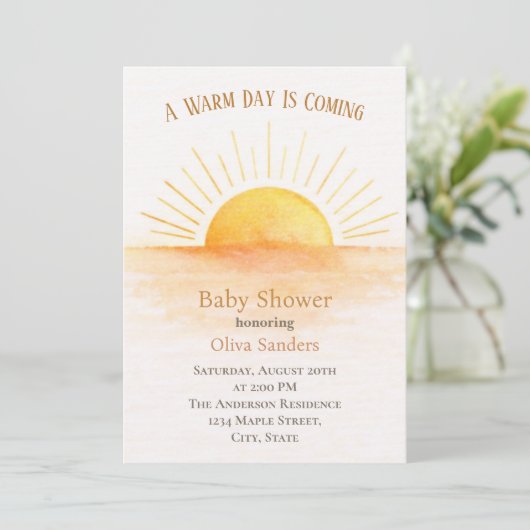 Sunrise Baby Shower Modern 招待状 (スタンド正面)