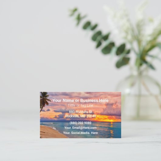 Sunrise Beach and Palm Trees Tropical 名刺 (スタンド正面)