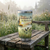 Sunrise Church with Birds in Misty Meadow 保温保冷タンブラー