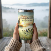 Sunrise Church with Birds in Misty Meadow 保温保冷タンブラー