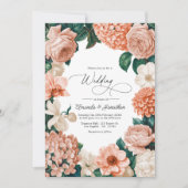 Sunrise Coral/Blush Peach/Driftwood Cream Wedding 招待状 (正面)