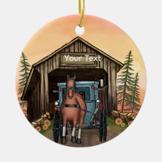 Sunrise Covered Bridge セラミックオーナメント (正面)