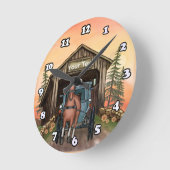 Sunrise Covered Bridge ラウンド壁時計 (傾斜)