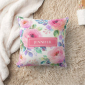 Sunrise Floral Boho Custom Name Design             クッション (ブランケット)