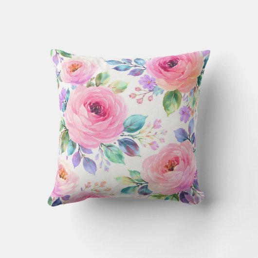 Sunrise Floral Boho Custom Name Design             クッション (裏面)