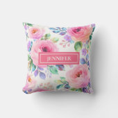 Sunrise Floral Boho Custom Name Design             クッション (正面)