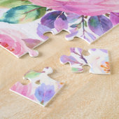 Sunrise Floral Boho Custom Name Design             ジグソーパズル (側面)