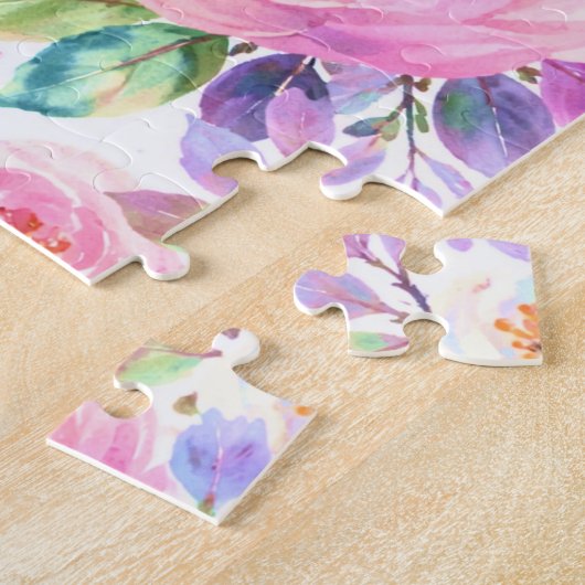 Sunrise Floral Boho Custom Name Design             ジグソーパズル (側面)