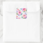 Sunrise Floral Boho Custom Name Design             スクエアシール (バッグ)