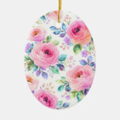 Sunrise Floral Boho Custom Name Design             セラミックオーナメント (正面)