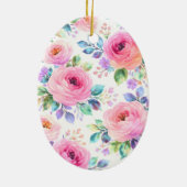 Sunrise Floral Boho Custom Name Design             セラミックオーナメント (裏面)