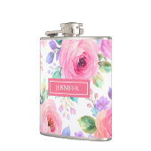 Sunrise Floral Boho Custom Name Design             フラスク (左)