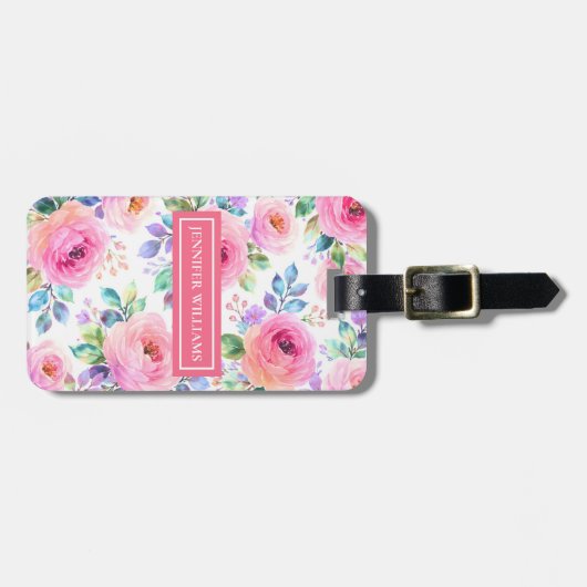 Sunrise Floral Boho Custom Name Design             ラゲッジタグ (正面横)