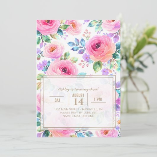 Sunrise Floral Boho Custom Name Design             招待状 (スタンド正面)