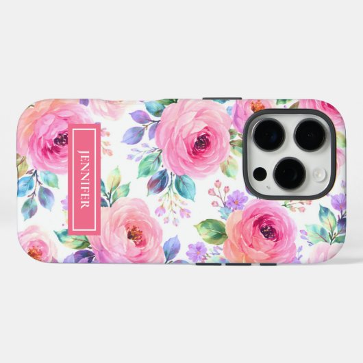 Sunrise Floral Boho Custom Name Design             Case-Mate iPhoneケース (裏面 (横))
