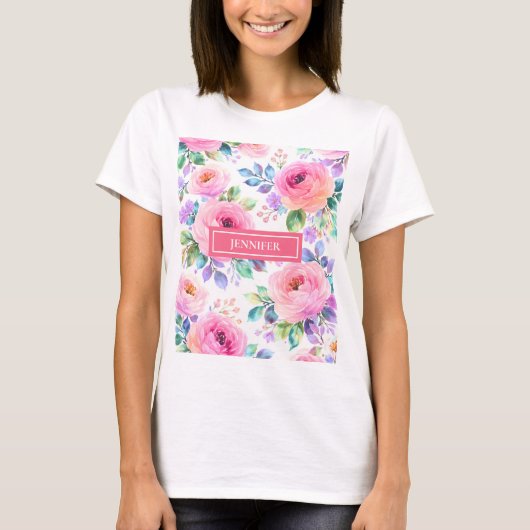 Sunrise Floral Boho Custom Name Design             Tシャツ (正面)