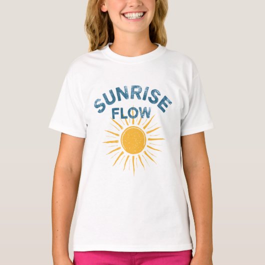 Sunrise Flow Retro Graphic Print Yoga Beach Girl's Tシャツ (正面)