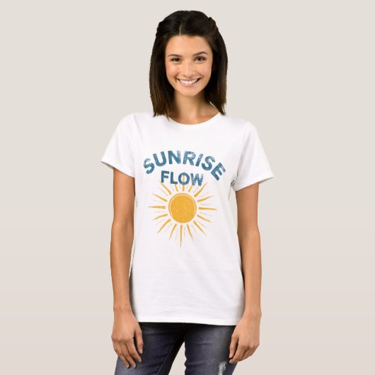 Sunrise Flow Retro Sun Graphic Print Vinyasa Yoga  Tシャツ (正面フル)
