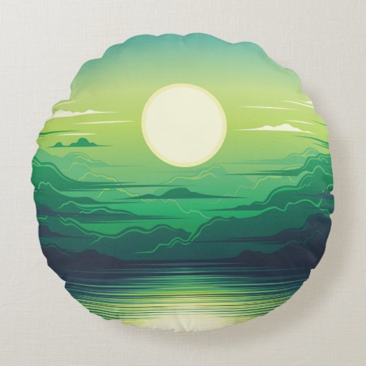 Sunrise in the sea illustration apparel,art,beauti ラウンドクッション (正面)