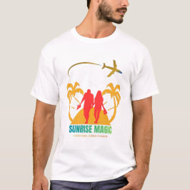 Sunrise Love Silhouette – Romantic Couple Beach  Tシャツ