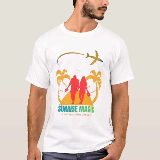 Sunrise Love Silhouette – Romantic Couple Beach  Tシャツ (正面)