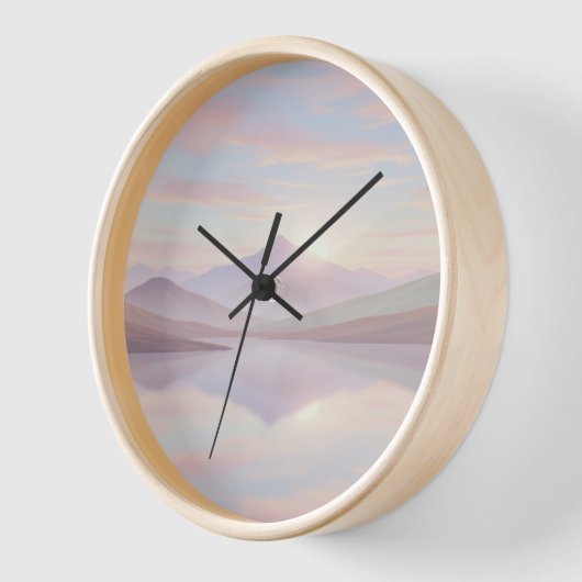 Sunrise Mountain Wall Clock – Peaceful Nature Desi 壁時計 (傾斜)