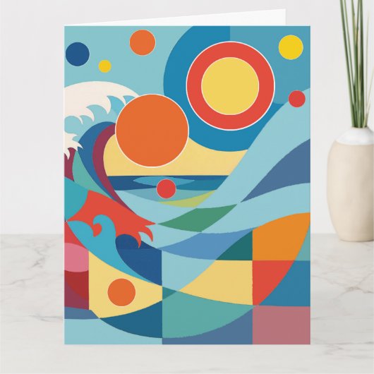 Sunrise Ocean Wave Birthday Card カード (正面)