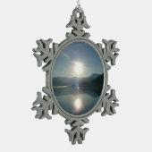 Sunrise over College Fjord Alaska写真 スノーフレークピューターオーナメント (左)