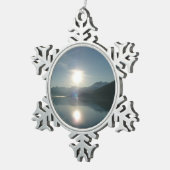 Sunrise over College Fjord Alaska写真 スノーフレークピューターオーナメント (右)