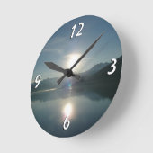 Sunrise over College Fjord Alaska写真 ラウンド壁時計 (傾斜)